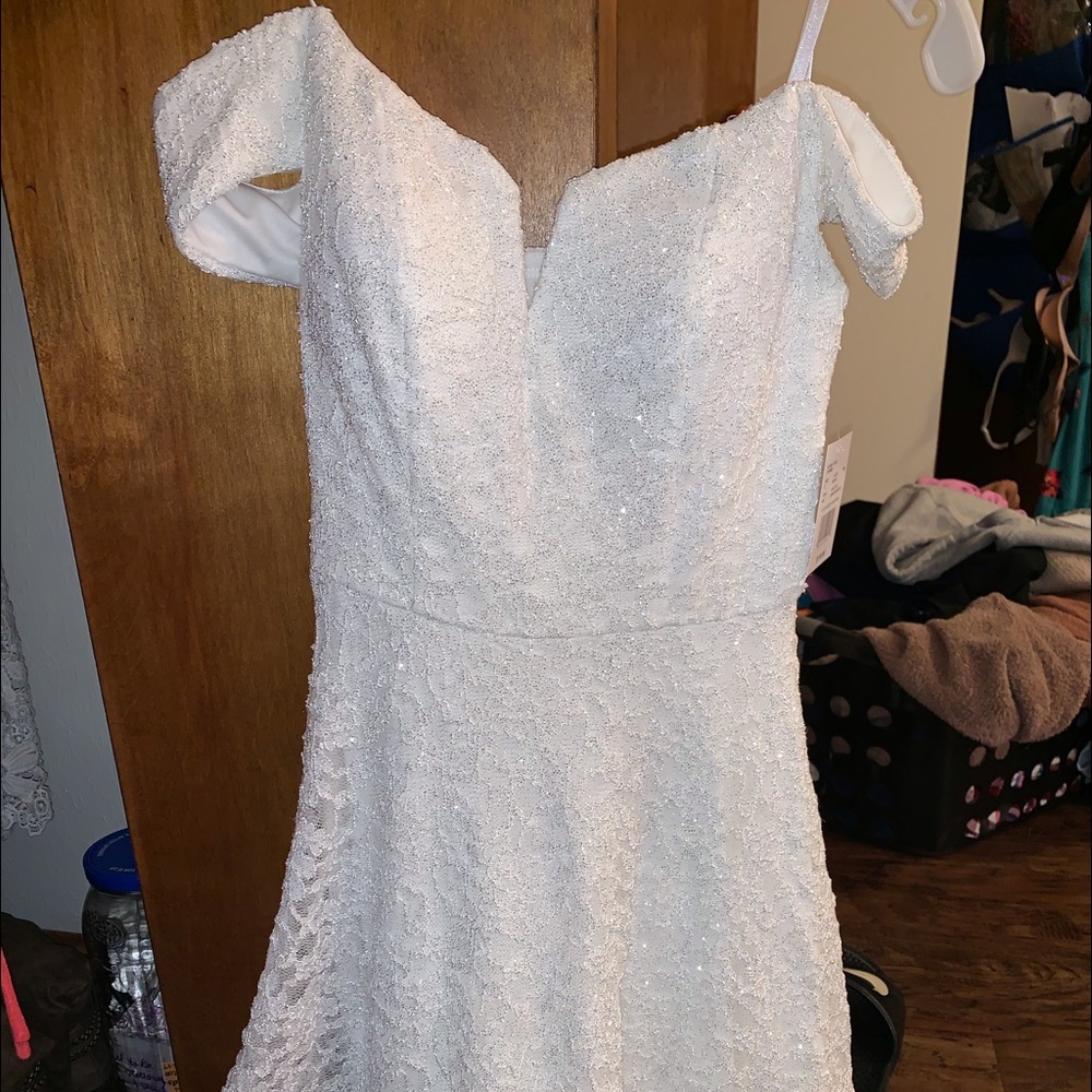 Brand new knee length wedding dress